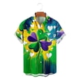 thumbnail image 5 of PNTUTB St. Patrick's Day Fashion Print Men's Collar Button Down Cardigan Casual Loose Short Sleeve Blouse, 5 of 6
