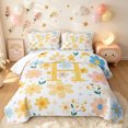thumbnail image 2 of meiyoeat Floral Letter H Twin Quilt Set for Girls, Spring Daisy Groovy Twin Coverlet Set, Multicolor, 2-Piece, 1 Comforter and 1 Pillowcase, 2 of 7