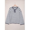 thumbnail image 4 of ABPHQTO Jersey de mujer de punto azul a rayas con lazo, 4 of 5
