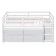 thumbnail image 4 of Twin Size Loft Bed with Retractable Writing Desk and 4 Drawers, Wooden Loft Bed Frame with Lateral Portable Desk and Shelves for Boys Girls Teens Bedroom, No Box Spring Needed, White, 4 of 7