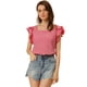 thumbnail image 1 of Tops de verano a cuadros para mujer Blusa de manga con volantes y cuello cuadrado rojo L, 1 of 6