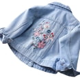 thumbnail image 6 of larppty Girl's Jean Jacket Cute Embroidery Denim Jackets Long Sleeve Button Down Spring Fall Outerwear (Blue,18-24 Months), 6 of 6