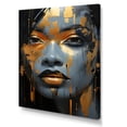 thumbnail image 2 of Designart "Beauty of African Woman in Gold & Blue IV" Fashion Canvas Wall Art - Glam Gold Woman Hallway Wall Art Decor, 2 of 6