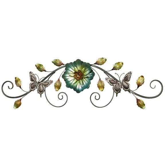 Sophie Butterfly and Floral Scrolling Metal Wall Art
