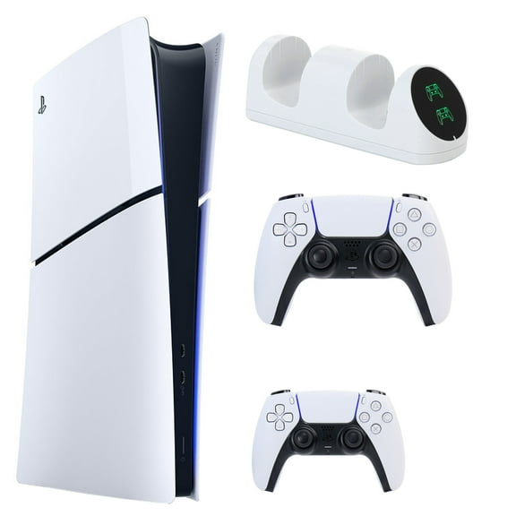 Sony PS5 Slim Digital with Extra White DualSense Controller and Dual Charging Dock
