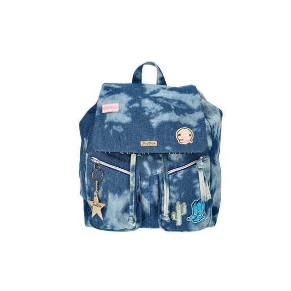Justice Girls Denim Rucksack Backpack, Blue