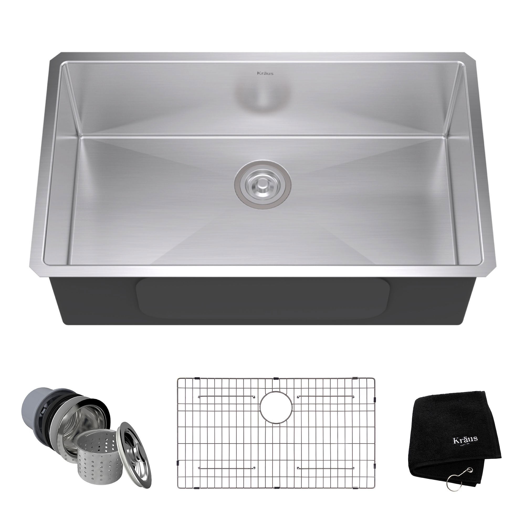 Kraus 32 Inch Rectangular Undermount Single Bowl Stainless Steel Kitchen Sink