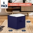 thumbnail image 6 of Ornavo Home Foldable Collapsible Storage Box Bins Shelf Basket Cube Organizer With Dual Handles - Set of 6 - 13 x 15 x 13 - Navy Blue, 6 of 7