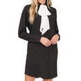 thumbnail image 2 of Women's Mixed Media Bow-Neck Button-Down Dress Rich Black 6, 2 of 3