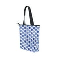 thumbnail image 3 of Zipper canvas bag large capacity large size practical handbag durable Canvas with leather material Navy Blue Stars, 3 of 7