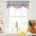 thumbnail image 3 of Blue Red Boho Tie Up Valance Curtains for Windows, Kitchen Curtains Window Treatments, Vintage Geometric Stripes Abstract Art Short Window Shades Valances for Bedroom Bathroom Cafe 42"x18", 3 of 8