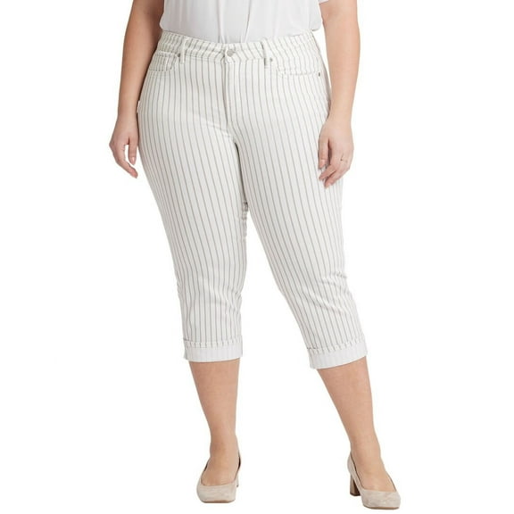 NYDJ womens Plus Marilyn Beach Cruise Stripe Crop Jean, 14W