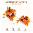 thumbnail image 5 of Aurorax Fall Candle Holders,Fall Candle Ring Wreath with Berries Pumpkin Rustic 14" Thanksgiving Harvest Decor Table Centerpiece, 5 of 7
