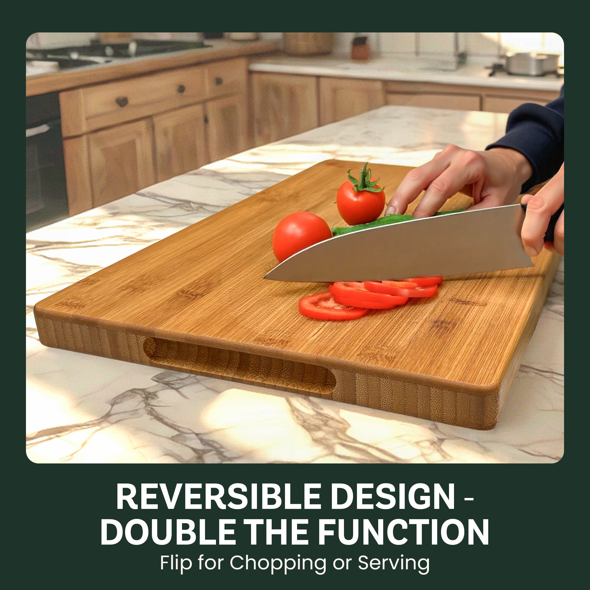 Bambüsi Bamboo Cutting Board - 12" x 9" Small Wood Chopping Board