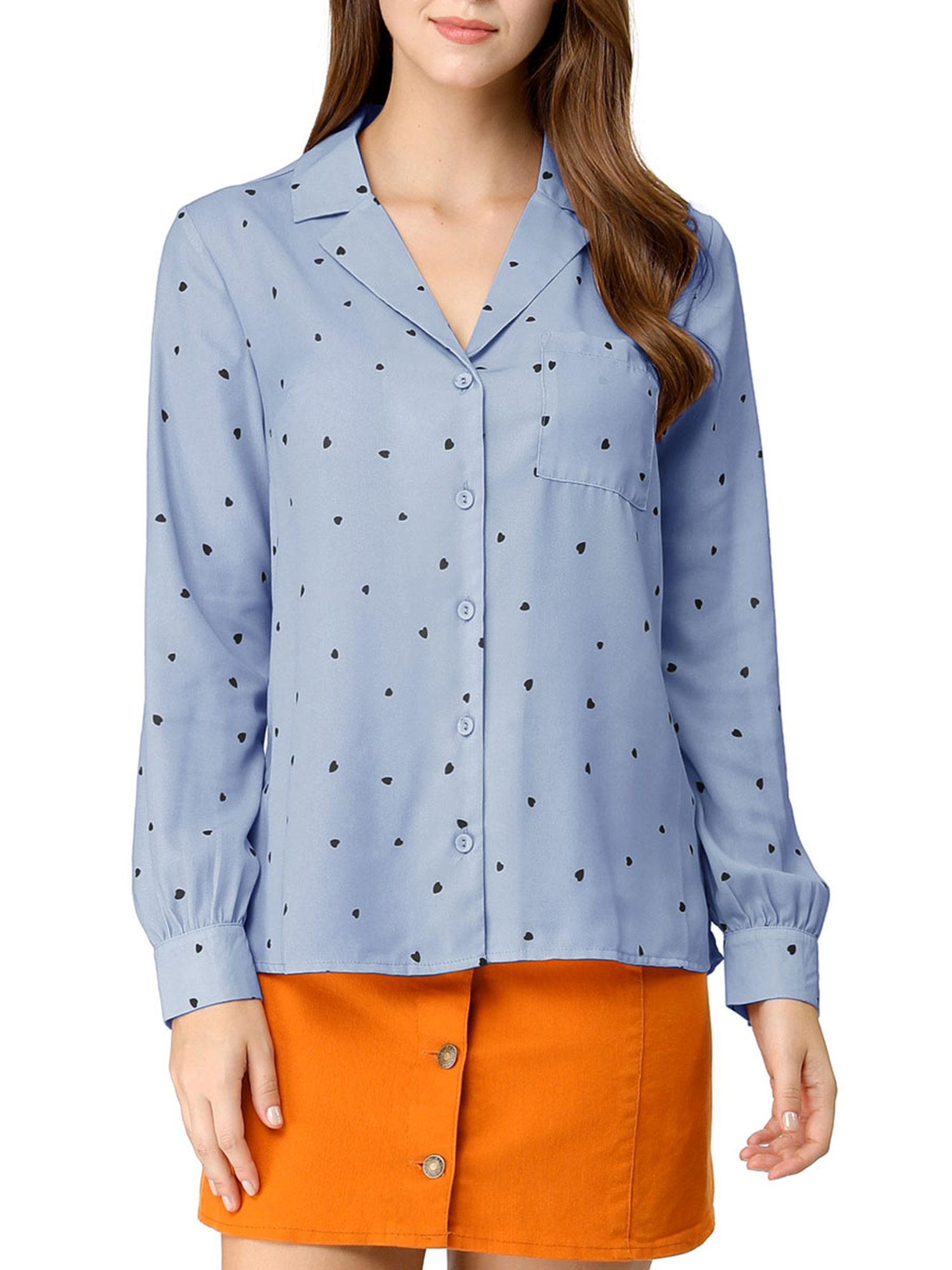 Neck Heart Polka Dots Shirt 