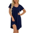 thumbnail image 2 of JWD Womens Nightgown Short Sleeves Sleepwear Soft Loose Sleepshirt Scoopneck Pleated Nightshirt Loungewear, 2 of 5