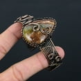 thumbnail image 3 of Natural Chrysoprase Gemstone Handmade Copper Wire Wrap Bangle Adjustable, 3 of 4