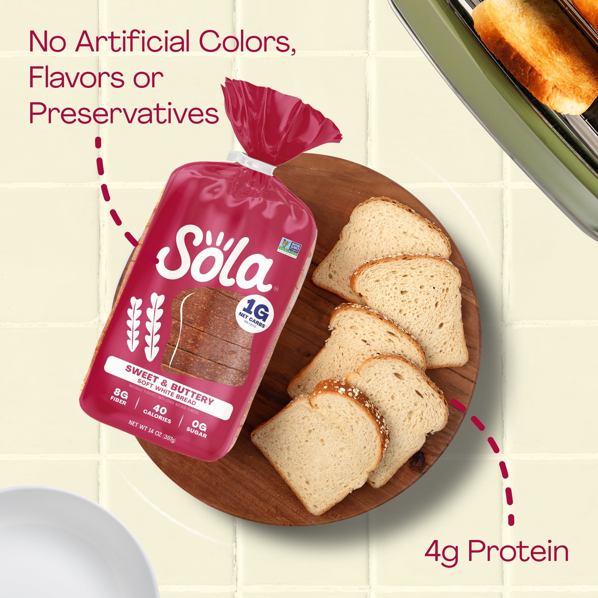 Sola Sweet & Buttery, Complete Sola Sweet & Buttery, Complete 10g protein Soft Baked Regular White Bread Loafs