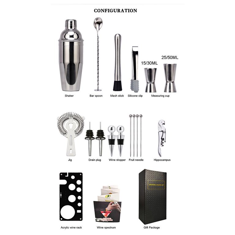 17-Piece Stainless Steel Barware Set