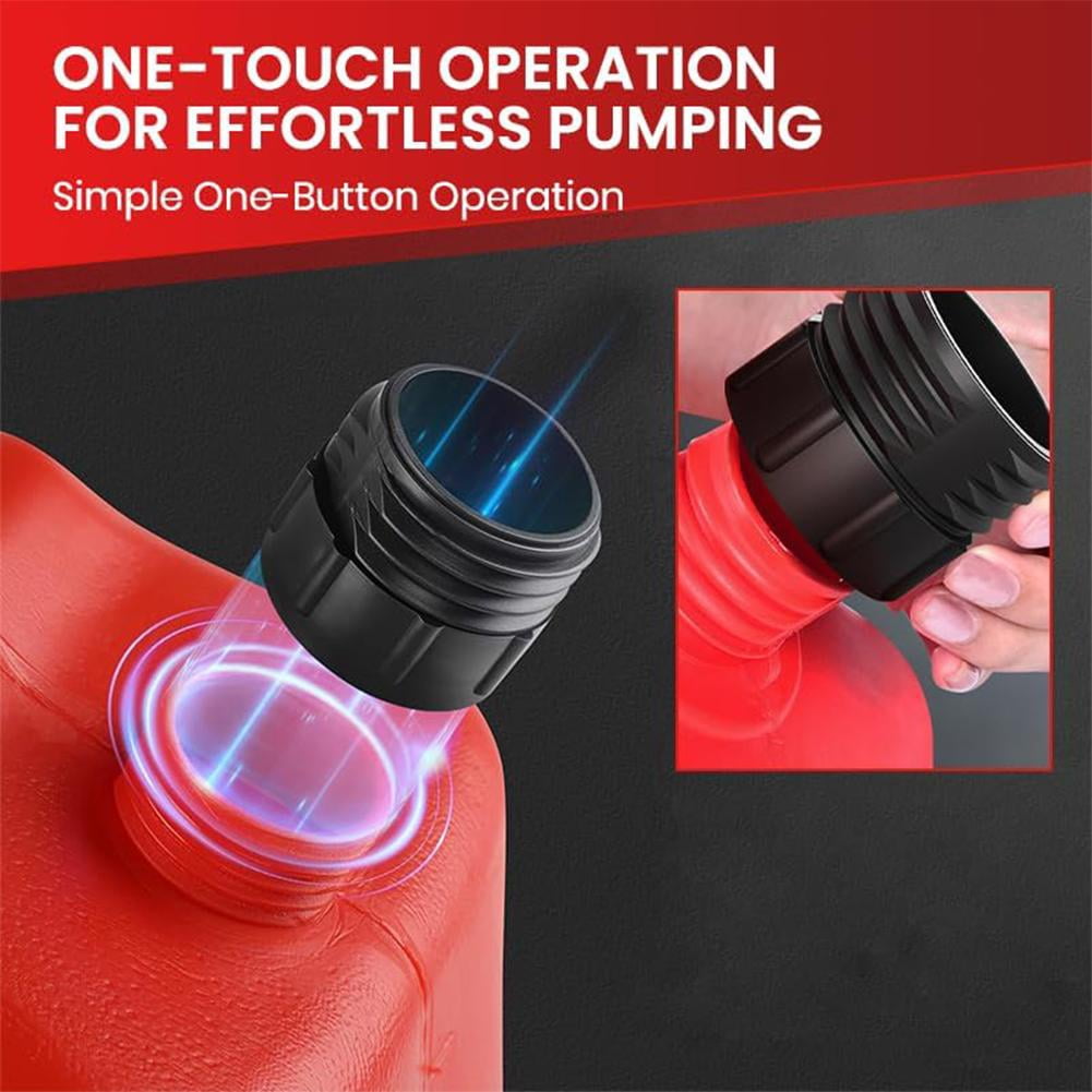 Portable Fuel Pump, Automatic Transfer with Auto-Stop, 3 Tank Adapter, 9.08L Per Min Fast and Safe Portable Gas Can Pump for Oil, Diesel, Gasoline