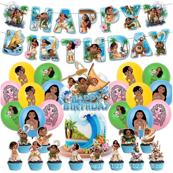 Moana Birthday Party Supplies,Cartoons Theme Party Decoration Set