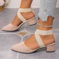 thumbnail image 4 of TAGOLD Womens Middle Heels Shoes,Women's Fashionable Casual Comfortable Plus Size Solid Color Elastic Shoes Pointed Toe Closed Toe Heel Mid-Heel Slippers, 4 of 5