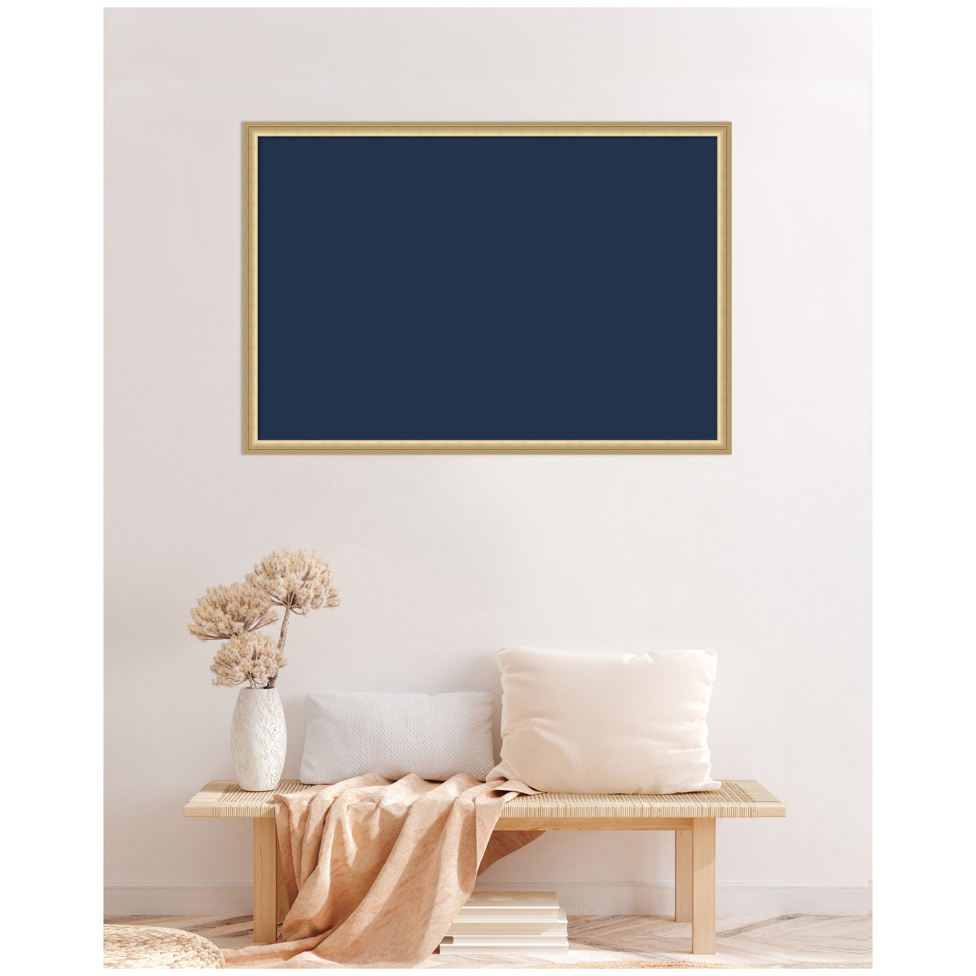 Kate and Laurel Framed Fabric Pinboard 38 x 26,  Printed Linen Classic Bulletin Board for Use as a Vision Board or Wall Organization, Florence Gold Frame