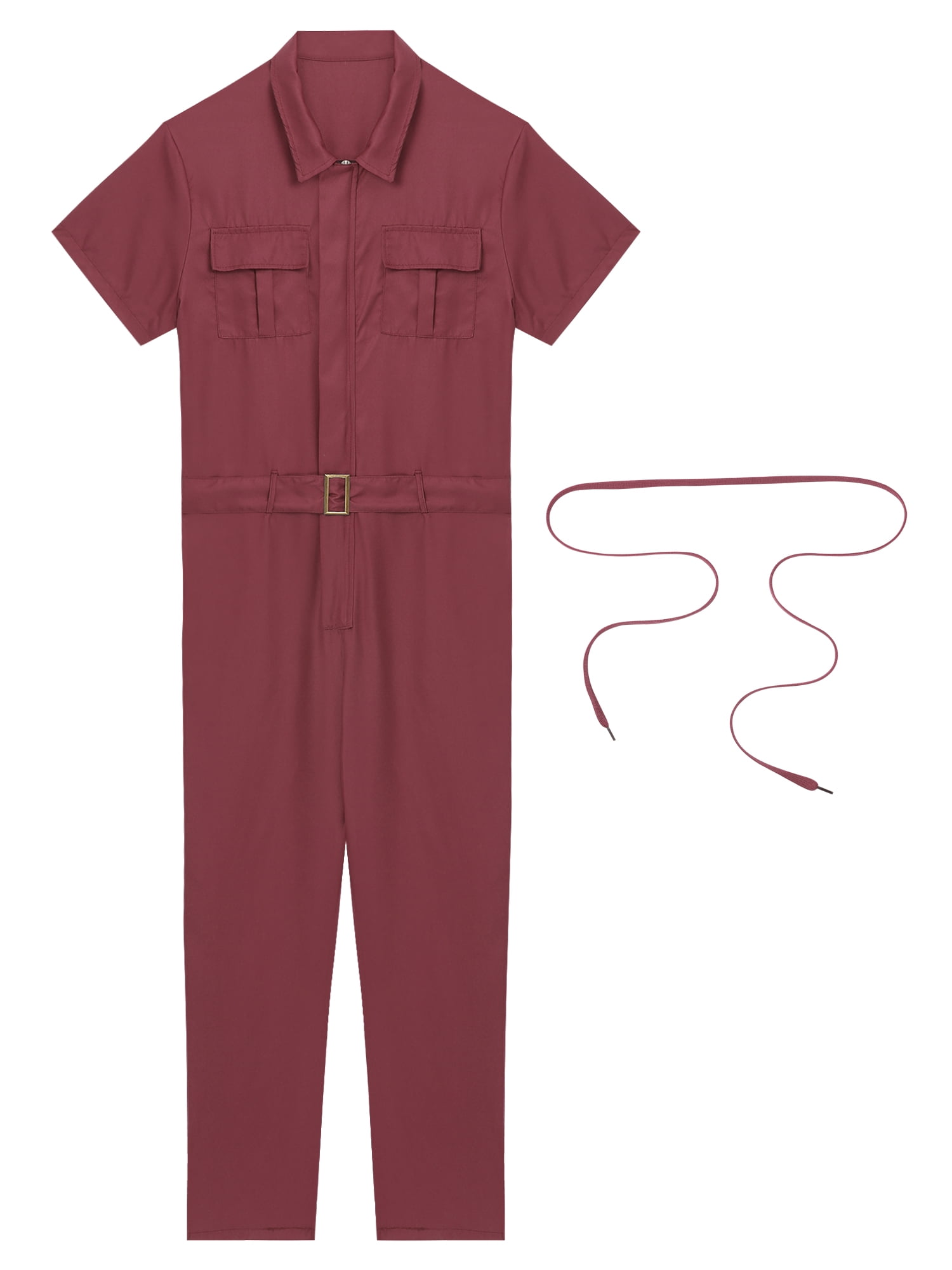 XUNZOO Mens Short Sleeve Work Overalls Zipper Mechanics