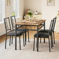 Towallmark Dining Table Set for 4, Kitchen Table and Chairs, Rectangular Dining Room Table Set with 4 Upholstered Chairs, 5 Piece Dining Table Set for Small Space, Apartment, Rustic Brown