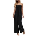 thumbnail image 1 of Pantalones de Pierna Ancha Casual Pecho Plisado Correa de Espalda Suelto para Primavera Verano, 1 of 9