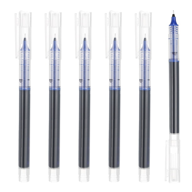 Uxcell 6Pcs Bolígrafo de Gel de Color, 0.5mm Punta Extra Fina, Escritura Suave, Tinta Líquida de Secado Rápido, Bolígrafo Rollerball, Azul