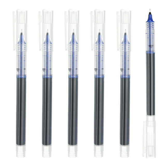 Uxcell 6Pcs Colored Gel Ink Pens, 0.5mm Extra Fine Point Smooth Writing Quick Drying Liquid Ink Rollerball Pens, Blue