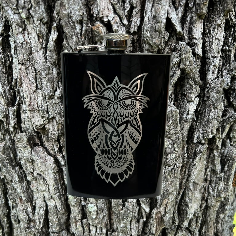 8oz Celtic Owl BLACK Flask 8oz Celtic Owl BLACK Flask