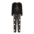 thumbnail image 5 of Family Pajamas Matching Sets - 2 piece Black Christmas Tree with Santa Hat Print Long Sleeve Top and Pants Pjs, Matching Pajamas for Family Holiday Eve for XL Pjs, 5 of 5