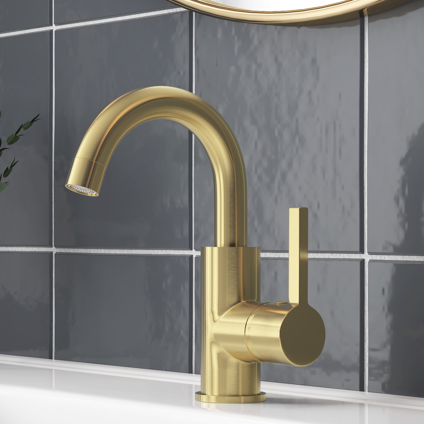 YZZY Bathroom Sink Faucet Single Handle Single Hole Lavatory Basin Faucet Brushed Gold Modern Vanity Sink Faucet