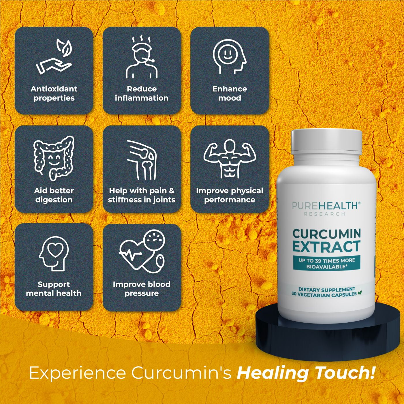 Curcumin Extract, High Absorption Turmeric Supplement for Immune Support & Joint Support by PureHealth Research, x6