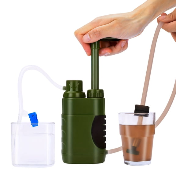 Portable Hand-Pump Water Purifier - Filters Lake/Stream/Spring Water for 2-3 People - for Camping, Hiking & Survival