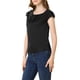 thumbnail image 4 of INSPIRAR CHIC Blusa de manga corta de mujer, de seda, con cuello redondo, plisada, casual y elegante, talla S, color negro, 4 of 7