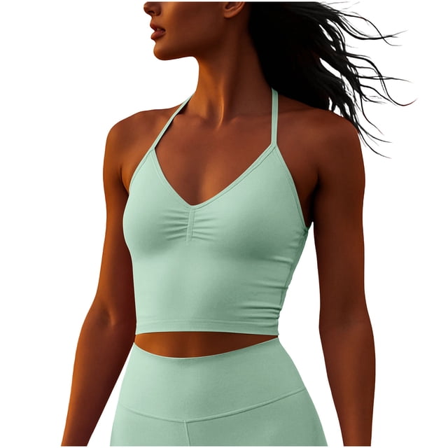 Womens 2026 Fitness Tank with Adjustable Halter Neck Breathable Mesh Back Workout Cami Quick Dry Round Neck Top for Cardio & Strength Training