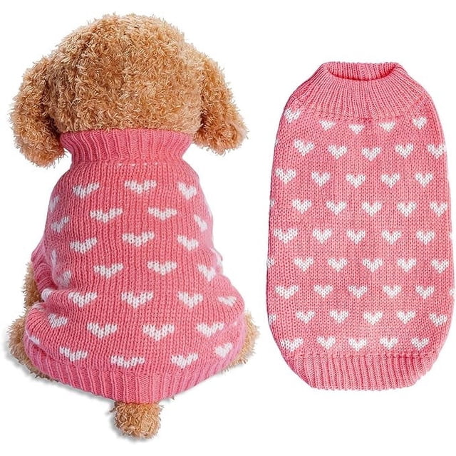 Jersey para Mascotas Jersey en Forma de Corazón para Perros Ropa para Mascotas Tejida a Punto