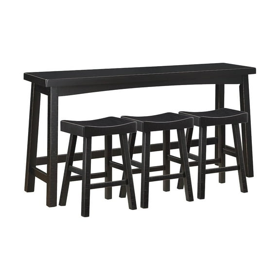 Lexicon Caspian 4-Piece Pack Wood Counter Height Set in Black