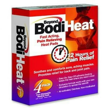 Beyond BodiHeat Topical Pain Relief Pad, Odorless, Non-medicated, Disposable, 3.75 Inches x 5.125 Inches, 4 Count