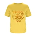thumbnail image 4 of LpwkSSA Men Casual Round Neck Printing Pullover Fitness Sports Shorts Sleeves T Shirt Blouse Yellow S, 4 of 5