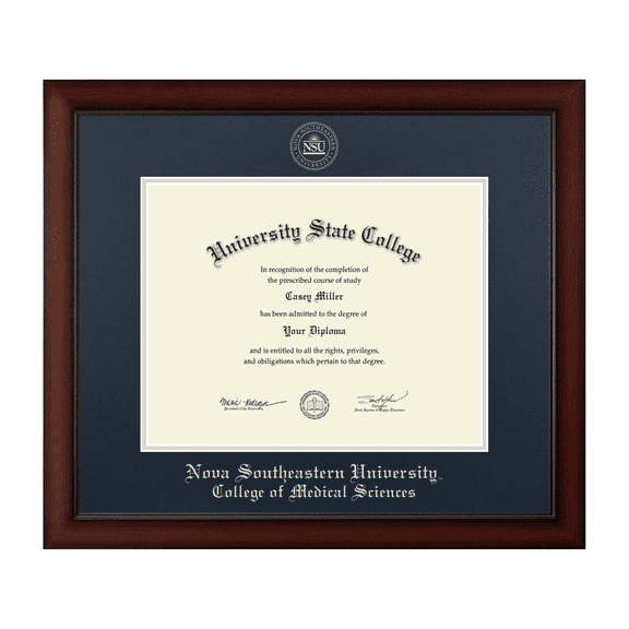 Framerly - NSU Medical Diploma Frame with Navy and Silver Mat