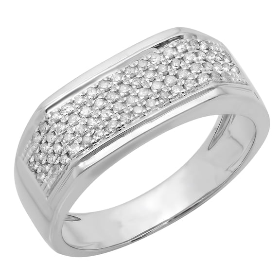 Dazzlingrock Collection 0.40 Carat (ctw) Round White Diamond Elegant Wedding Band for Him | 14K White Gold, Ring Size 10