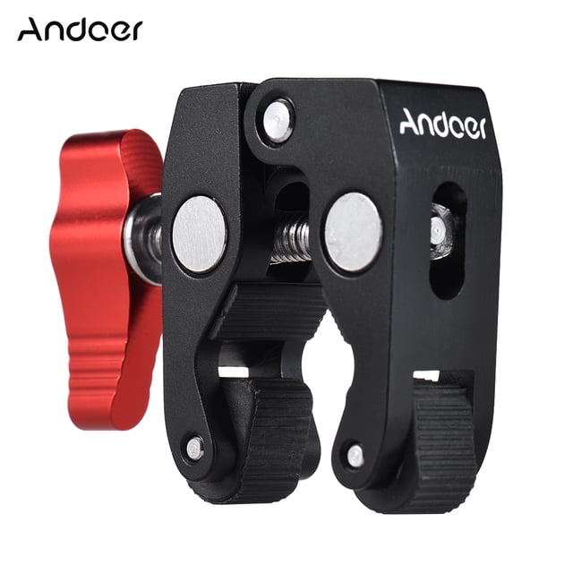Andoer Crab Pliers Clip Super Clamp with 1/4" & 3/8" Screw Hole for DSLR Rig LCD Monitor Studio Light Camera Arm Photo Studio Accessory