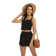 thumbnail image 6 of EFINNY Women's Vest And Shorts 2Pcs Set Cotton And Linen Camisole Tank Top Shorts Suits, 6 of 8