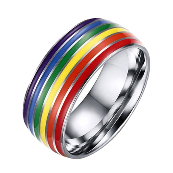 Anillo De Orgullo LGBT De Arco Iris De Esmalte De Acero Inoxidable De 8 Mm Tamao De EE. UU. 11 20,7 Mm Sunnimix joyería del orgullo del anillo del arco iris