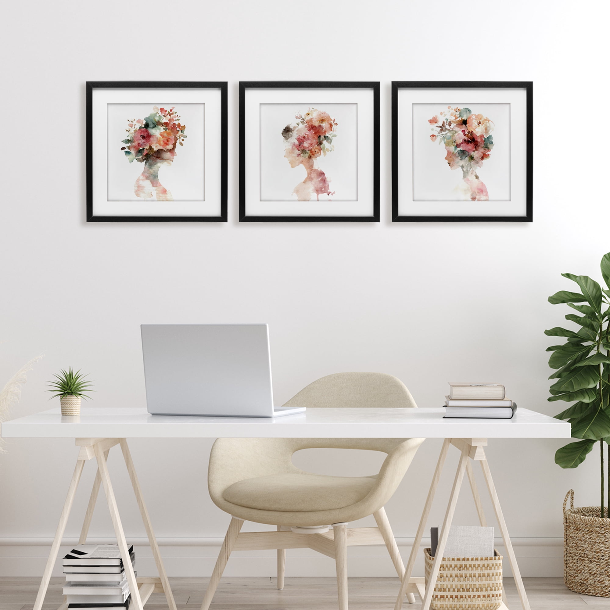 Stupell Industries Floral Dreamscape Portraits 3 Piece Black Framed Print Under Glass Set, design by Svetlana Aleynikova