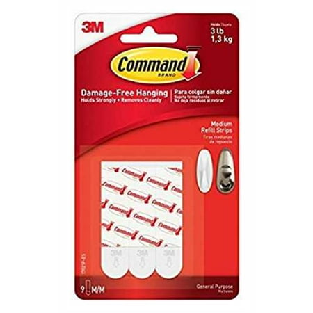 9 Replacement Strips - 3M Command Medium Replacement Strips, 9/pk